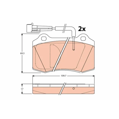 Image de TRW GDB1191 Jeu de plaquettes frein contact signal d&#039;usure inclus LANCIA: DELTA 1