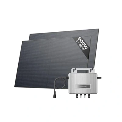 Image de Kit solaire EcoFlow STREAM, Micro onduleur 800 W intelligent relié au réseau, panneaux solaires PV de 450 W*2, contrôle via Wi Fi et APP, idéal pour balcons, jardins, toits murs