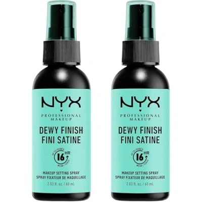 Image de NYX Professional Makeup Spray Fixateur Setting Dewy Finish, de Finition, Tenue Longue Durée, Fini Satiné, Formule Vegan, Lot 2, Modèle :