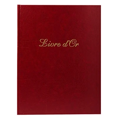 Image de Exacompta Réf. 4715E 1 Livre d&#039;or cuir Alpille Format vertical : 27 x 22 cm Extérieur et dos en Tranche or avec titre 140 pages unies papier vergé ivoire Coloris Rouge