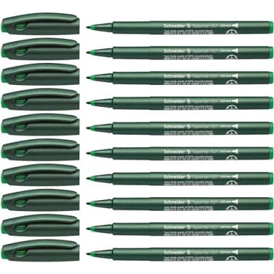 Image de Schneider Topwriter 157 Lot de 10 Stylos fibres avec pointe large Encre vert