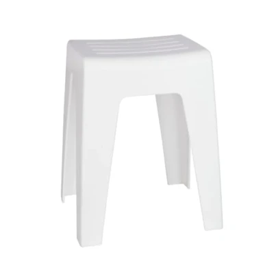 Image de WENKO Tabouret de Bain Kumba en Plastique, au Design Moderne Haute qualité Charges jusqu&#039;à 120 kg Idéal Salle &amp; WC Plastique Robuste (l x h p) 38 47 32 cm Blanc