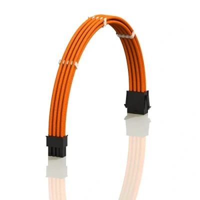 Image de LINKUP AVA 30cm 8 Broches (4+4) CPU ATX Carte Mère Alimentation PSU Câble d&#039;Extension Tressé Manchon Personnalisé Mod PC avec Peignes Pack Unique 300mm Orange