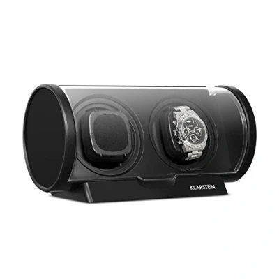 Image de Klarstein Lugano Remontoir Automatique pour 2 Montres, 4 Modes de Rotation, Boîtier en Plastique résistant, Grande fenêtre visualisation Transparente, Noir