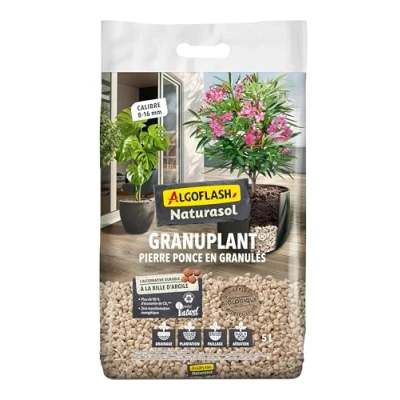 Image de Algoflash Granuplant Granulés de Drainage et Plantation Pierre Ponce 100% Naturelle Alternative Durable à la Bille d’Argile 5 L