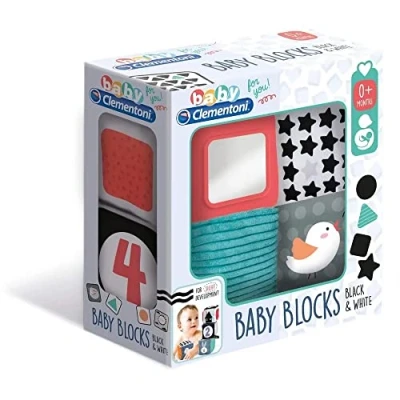 Image de Clementoni 17321 Cubes en Tissu Noir et Blanc d&#039;éveil Jouet bébé, 0 Mois Plus, 235 GR