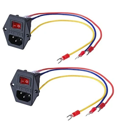 Image de 3Dman 15A 250V Rocker Switch On/Off Power Socket Inlet Module Plug 10A Fuse with 3PCS 18 AWG Wiring 3 Pin IEC320 C14 2pcs
