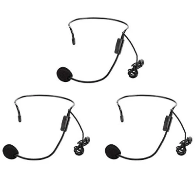 Image de Cuifati Micro Casque, 3Pcs 3,5 mm Microphone à condensateur tête Filaire, unidirectionnel avec Fonction Anti Bruit pour Guide d&#039;achat