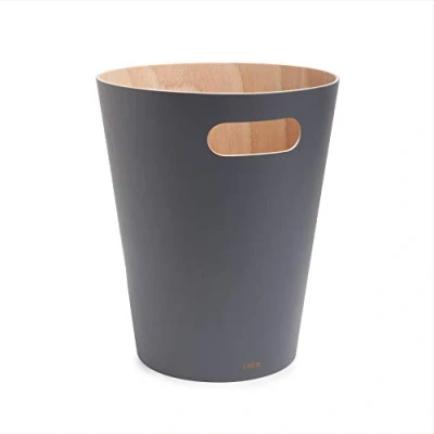 Image de Umbra Woodrow Poubelle Ou Corbeille À Papier Moderne En Bois D&#039;Une Capacité De 7.5 L Pour Salle Bain. Bureau. et Bien Plus Encore. Hêtre Commun. Naturel/Anthracite