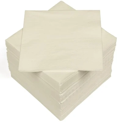 Image de HEKU 30241 02 : Lot de 100 serviettes en papier monochromes triple épaisseur, 33 x cm, crème