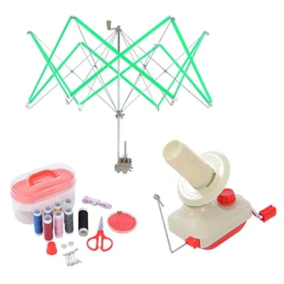 Image de Enrouleur de Balle Fil, Parapluie Swift et Kit Couture, Enroulement Fil Laine à Commande Manuelle, Outil d&#039;aiguille Tricoter 990220