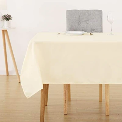 Image de Deconovo Nappe Table Basse Rectangulaire Effet Lin Impermeable 130x280cm Beige