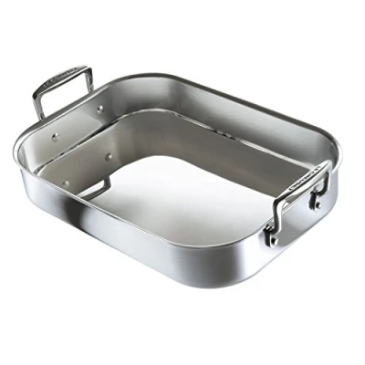 Image de Le Creuset Plat à Rôtir, 35 x 25 7 cm, Inox 3 ply, Rectangulaire, Poignées d&#039;assistance, Argenté,96102270000000