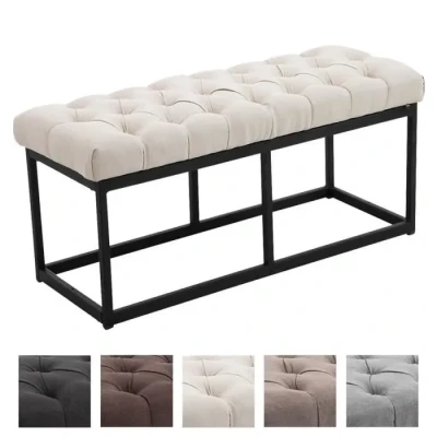Image de CLP Banc Design Amun en Tissu I Banquette avec Piètement Métal Noir Mat Style Chersterfield De Couloir Différentes Longueurs, Couleur:crème, Taille:100 cm