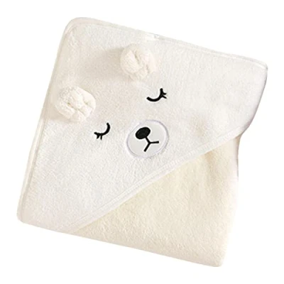 Image de Qeyeid Bain Bébé Naissance À Capuche aux Oreilles Mignonnes, Serviette pour Bébé, Extra Doux Absorbant, Cadeau Naissance, Sortie Bebe, Personnalisée, Blanc