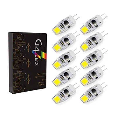 Image de BVCL Ampoules LED G4, G4 2W à intensité Variable, 180LM, remplace Les halogènes 20W, AC/DC 12 24V, Petites Ne scintillent Pas, Pack de 10 (Color : Cool White 6000K)