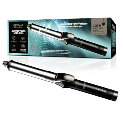 Image de REVAMP Auto Revolve Fer à Boucler Rotatif Automatique Automatique, Long Cylindre Céramique, Boucleur a Cheveux Anti Noeuds pour Boucles Souples et Ondulations Wavy façon Plage Styler