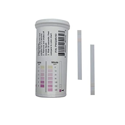 Image de Nitrite 0 25 ppm, Nitrate 500 ppm Deux bandelettes réactives [Flacon de 50 bandelettes]
