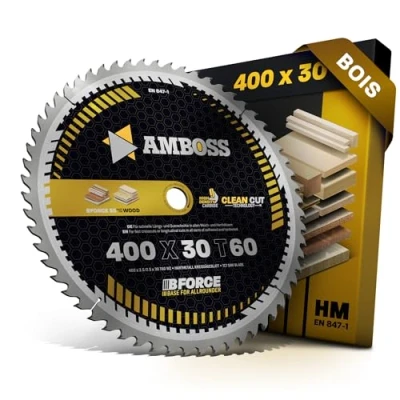 Image de Lame de scie circulaire HM 400 x 30 mm Z60 dents alternées pour bois Allround. AMBOSS WERKZEUGE® compatible avec Mafell AZB. BK3. BSK 4. FKB 150. FS 130. TD. TDH. VKS. TK150