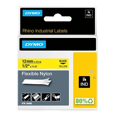 Image de Dymo 18490 (S0718080) (12 mm) Noir sur jaune Ruban
