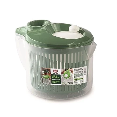 Image de Snips, Laveuse et Sécheuse à Salade 3 Lt, Essoreuse 19,5 x 26,5 19 cm, Vert &amp; Blanc, Made in Italy, 0% BPA e phthalate free