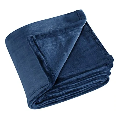 Image de Linder Plaid Cocoon Doux en Polyester Coloris Bleu Marine 130x180cm