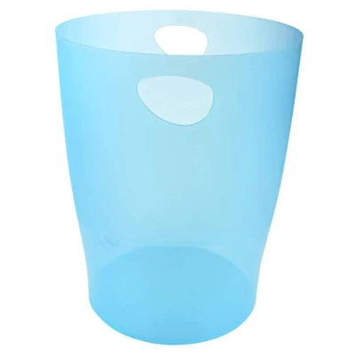 Image de Exacompta Réf. 45383D Lot de 8 corbeilles à papier, poubelles ECOBIN avec poignées Volume 15 litres, pour le bureau comme en Home office Dimensions 26,3x26,3x33,5 cm translucide turquoise