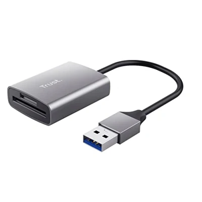 Image de Trust Dalyx Lecteur de Carte USB 3.2 Gen 1 Rapide avec connecteur A, (Micro) SD, SDHC et SDXC jusqu&#039;à 2 To, Macbook/Chromebook/Ordinateur Portable/PC