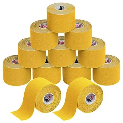 Image de ALPIDEX Ruban Adhésif de Kinésiologie 5 m x 5,0 cm Diverse Couleurs 1/3/ 6/12 rouleaux E Book Exemples D&#039;application Bandes Kinesiology Tape, Couleur:jaune, Quantité:12