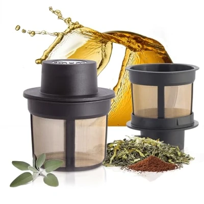 Image de Finum FLOATING BASKET Filtre permanent flottant pour le thé et café Infuseur à réutilisable en acier inoxydable thé, épices Taille M