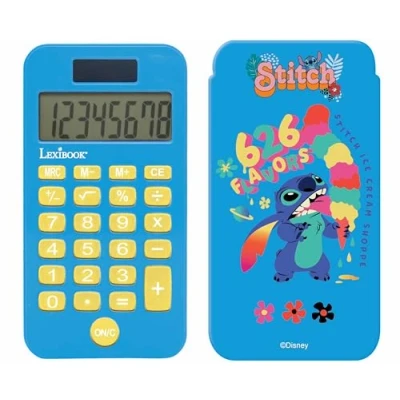 Image de Lexibook, Disney Stitch, Calculatrice de Poche Stitch avec Couvercle Protection, Fonctions Classiques et évoluées, à Piles Solaire, Bleu, C45D
