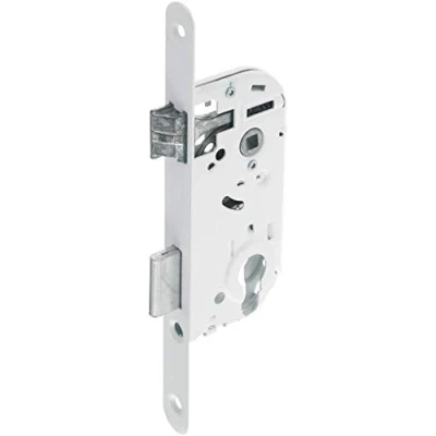 Image de Vachette Serrure à Encastrer trou de cylindre, Axe 40 mm, Coffre 135 mm D4500 Réversible sans démontage, Têtière bouts ronds, Verrouillage 1 tour Porte d&#039;entrée, service Blanc
