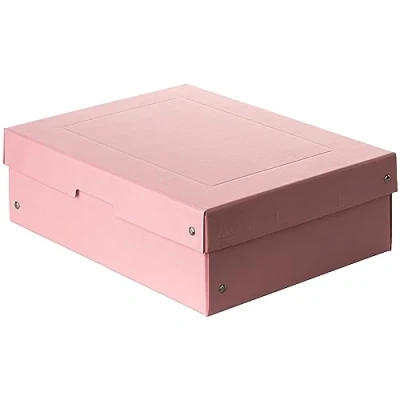 Image de Falken Ref. 22001888000F PureBox Pastel 1 boîte de rangement avec couvercle emballage cadeau sans plastique format A4 hauteur 100 mm poignée découpée entourée d&#039;un ruban rose vif