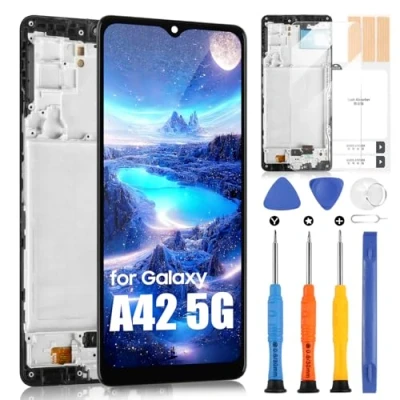 Image de Écran LCD pour Samsung Galaxy A42 5G SM A426B Display Touch Screen Digitizer Full Assembly avec Réparation Kit(Noir cadre, 6,6&quot;)