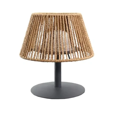 Image de Lampe de table sans fil en raphia naturel LED blanc chaud/blanc dimmable STANDY MINI RAFFY H22cm