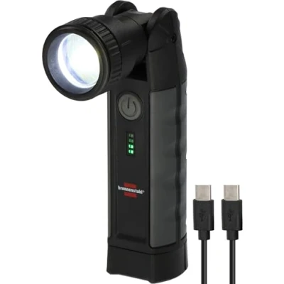 Image de Brennenstuhl Lampe de poche LED professionnelle TL 1000 ACW (lampe travail lm avec durée d&#039;éclairage max. 12 h, aimant, batterie remplaçable, chargement sans fil, câble USB C)