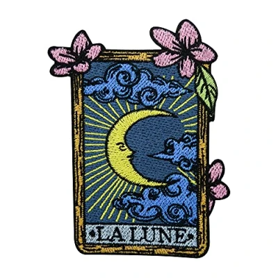 Image de Finally Home Écusson thermocollant Motif La lune astrologie Blanc/Jaune Taille Unique
