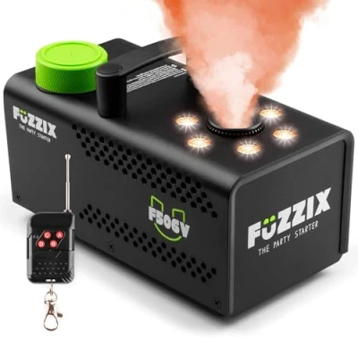 Image de Fuzzix F506V Machine à Fumée Verticale 500 Watts RGB avec Télécommande Facile transporter, Puissante et Compacte, Niveau de Réservoir, Idéal pour les Anniversaires, Soirées Halloween