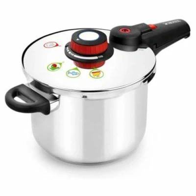 Image de Monix Selecta Duo Set Autocuiseurs Rapides 4 et 6 Litres avec Système de Sélection D&#039;Aliments Fermeture Automatique, Inox Acier 18/10, Argent, 2 Unités