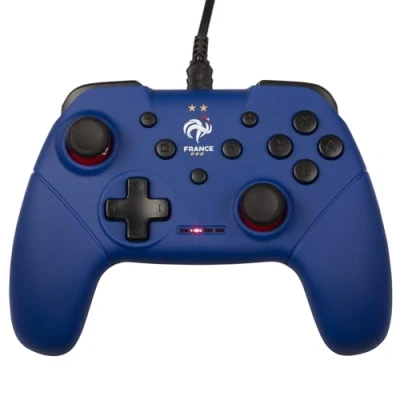 Image de Konix FFF Manette filaire pour Nintendo Switch, Switch OLED et PC Fonction vibration Câble 3 m Bleu