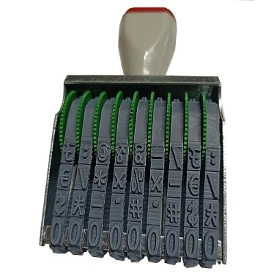 Image de WANLIAN 9 chiffres rouleau timbre numéro personnalisé en caoutchouc symbole roue de roulement multifonction bricolage Format d&#039;impression 58 x 7 mm Gris/Noir