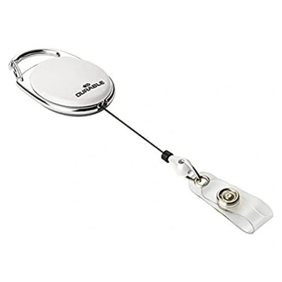 Image de Durable 832402 Yoyo Style Boîte de 10 enrouleurs Attache Ceinture avec Lanière Bouton Pression Longueur 80 cm Blanc