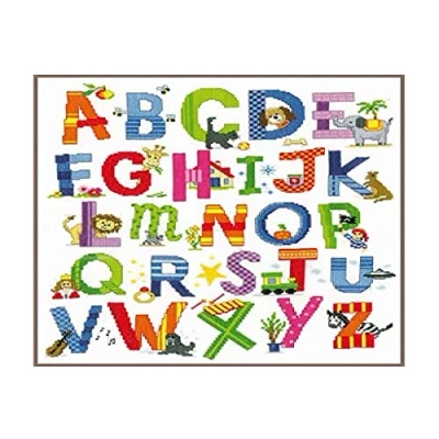 Image de Vervaco Kit au point compté Abc avec des animaux,Multicolore
