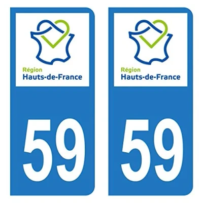 Image de HADEXIA Autocollant Stickers Plaque immatriculation Voiture Auto département 59 Nord Logo Région Hauts de France