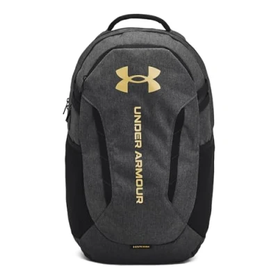 Image de Under Armour Hustle 6.0 Sac à dos unisexe pour adulte, (005) Noir chiné / Doré métallisé, Taille unique