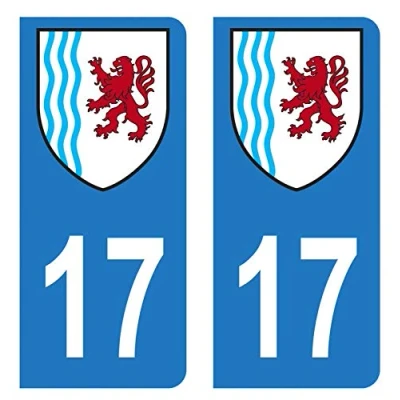 Image de HADEXIA Autocollant Stickers Plaque immatriculation Voiture Auto département 17 Charente Maritime Logo Nouvelle Aquitaine