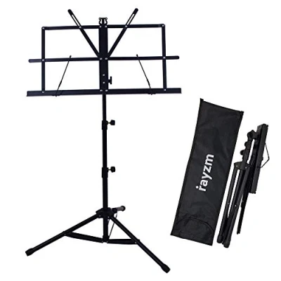 Image de Rayzm Partition en Livres, Support Portable Sturdy Métal Pliant avec Sac Transport, Hauteur Ajustable, Charge Max 1.5kgs, Léger et Compact pour Stockage ou Voyage