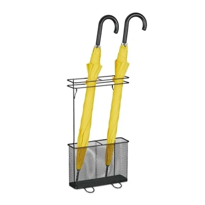 Image de Relaxdays Porte Parapluie, HxLxP: env. 54 x 30,5 15 cm, métal, Rangement rectangulaire pour ombrelles, Moderne, Noir