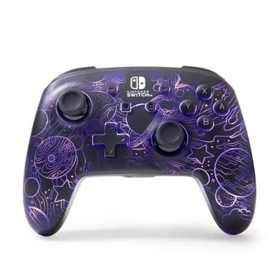 Image de manette sans fil améliorée PowerA pour Nintendo Switch, modèle OLED et Switch Lite, accessoire de jeu, gaming, Bluetooth, sous licence officielle RGB; Galactic Vortex
