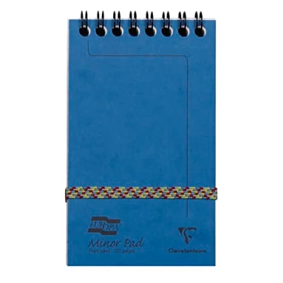 Image de Clairefontaine 482/1154Z Un Bloc à Spirale en Tête Minor Pad Europa Bleu 7,6x12,2 cm 120 Pages Détachables Lignées Papier Blanc 90 g Couvertures Carte Lustrée